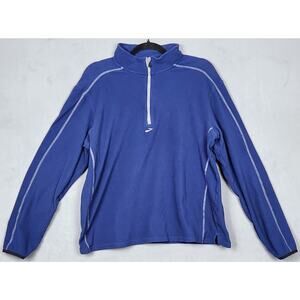 BROOKS RUNNING Fleece Jacket Womens Large Blue 1/2 Zip Lightweight Pullover